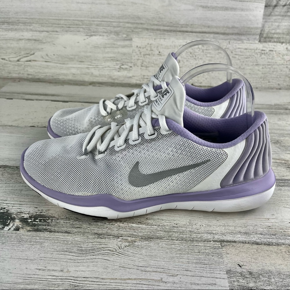 NIKE White Purple Flex Supreme TR5 Training Shoes 8.5